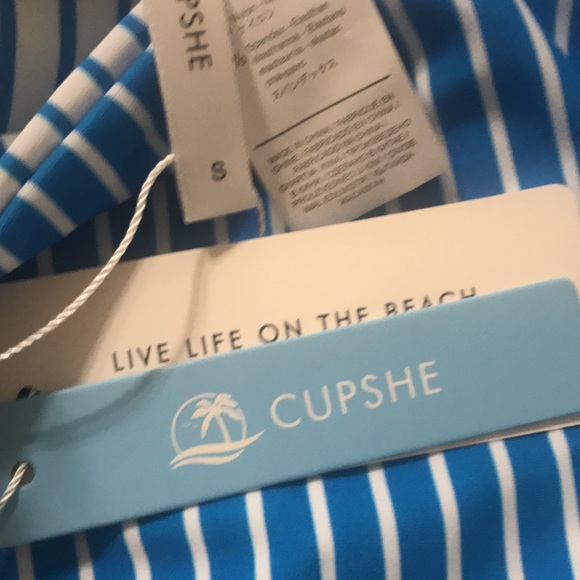 Cupshe Women's Back Braided Straps Reversible Bottom Bikini Sets Blue Size S - Picture 7 of 7